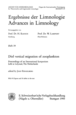 Models on Diel Vertical Migration. (With 3 Figures and 3 Tables in the Text) 123-136
