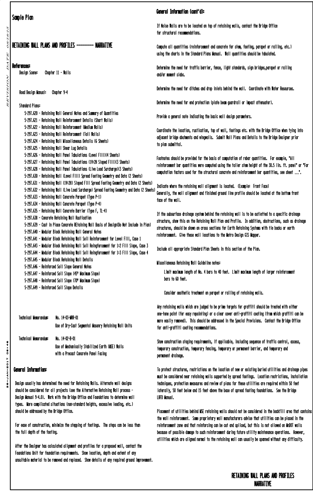 Sample Plan RETAINING WALL PLANS and PROFILES