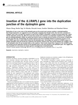 Insertion of the IL1RAPL1 Gene Into the Duplication Junction of the Dystrophin Gene