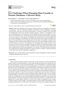 Five Challenges When Managing Mass Casualty Or Disaster Situations: a Review Study