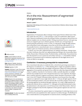 It's in the Mix: Reassortment of Segmented Viral Genomes