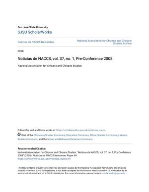 Noticias De NACCS, Vol. 37, No. 1, Pre-Conference 2008