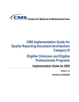 CMS 2020 QRDA Eligible Clinicians and EP Implementation Guide