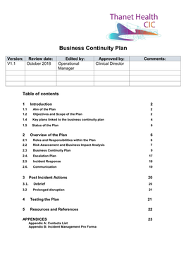 Business Continuity Plan