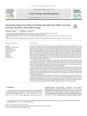 Disturbance-Based Silviculture for Habitat Diversity Thom 2020.Pdf