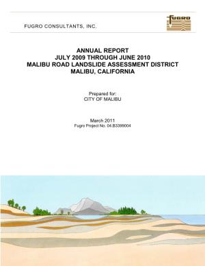 Malibu Road Annual Geological Report
