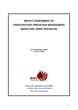 Impact Assessment of Participatory Irrigation Management (Maan and Jobat Projects)