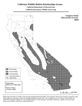 California Wildlife Habitat Relationships System California Department of Fish and Game California Interagency Wildlife Task Group