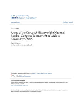 A History of the National Baseball Congress Tournament in Wichita, Kansas,1935-2005 Travis M