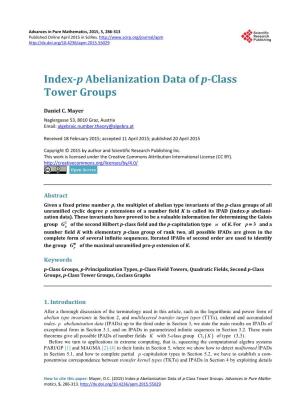 Index-P Abelianization Data of P-Class Tower Groups