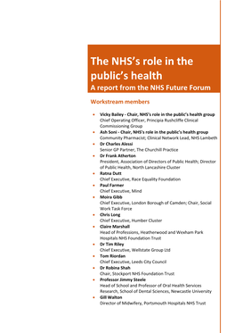 The NHS's Role in the Public's Health