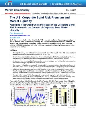 Citi – the U.S. Corporate Bond Risk Premium & Market Liquidity