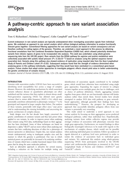 A Pathway-Centric Approach to Rare Variant Association Analysis