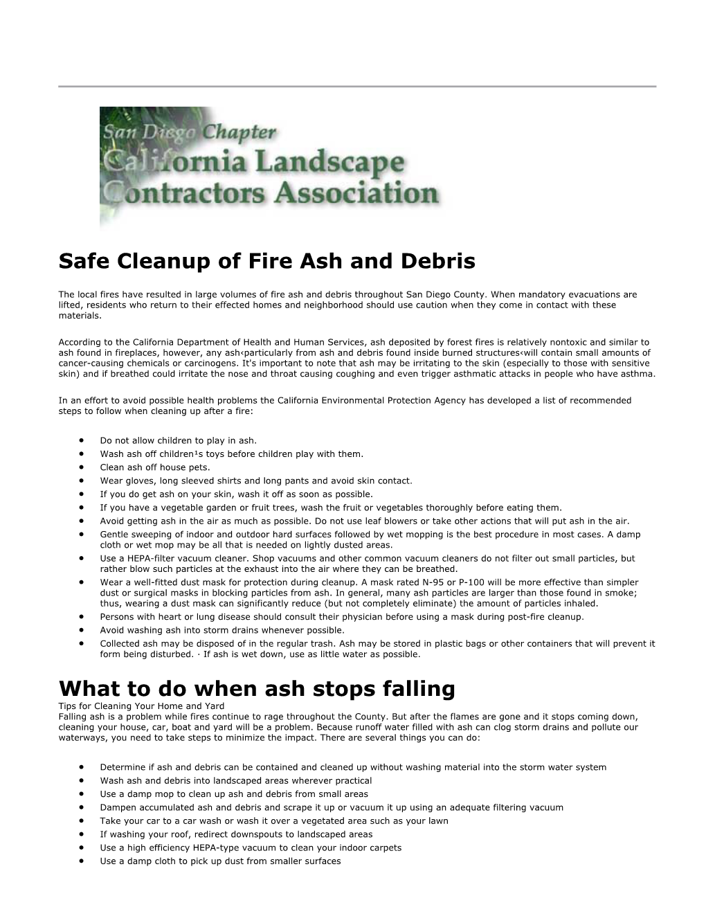 Safe Cleanup of Fire Ash and Debris