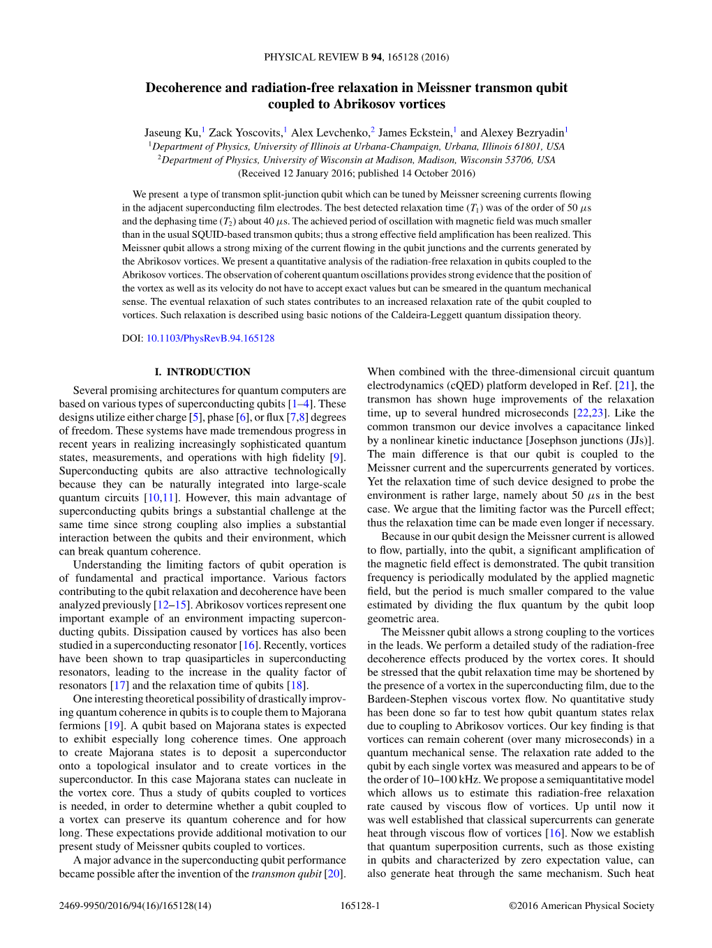 Decoherence and Radiation-Free Relaxation in Meissner Transmon Qubit Coupled to Abrikosov Vortices