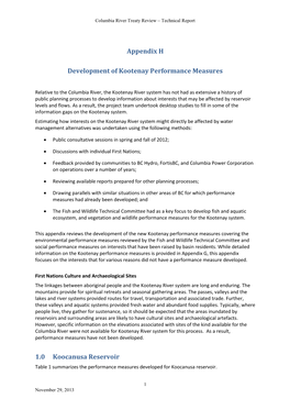 Development of Kootenay Performance Measures