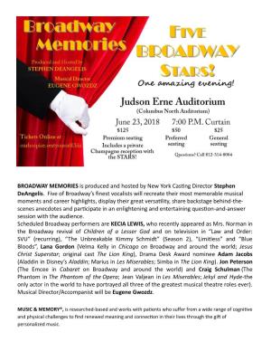BROADWAY MEMORIES Is Produced and Hosted by New York Casting Director Stephen Deangelis