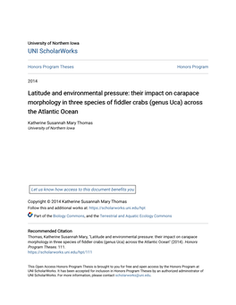 Their Impact on Carapace Morphology in Three Species of Fiddler Crabs (Genus Uca) Across the Atlantic Ocean