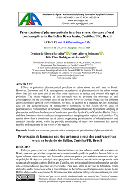 Prioritization of Pharmaceuticals in Urban Rivers: the Case of Oral Contraceptives in the Belém River Basin, Curitiba / PR, Brazil