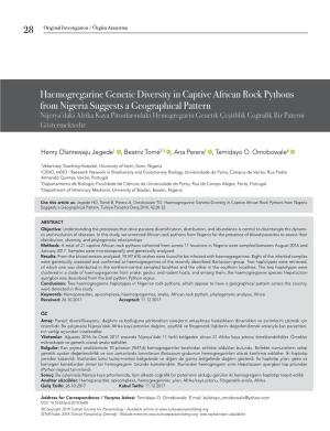 Haemogregarine Genetic Diversity in Captive African Rock Pythons From