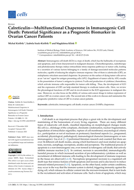 Calreticulin—Multifunctional Chaperone in Immunogenic Cell Death: Potential Significance As a Prognostic Biomarker in Ovarian