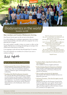 Biodynamics in the World Newsletter July 2018