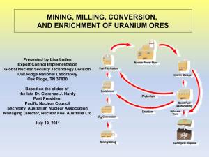 Mining, Milling, Conversion, and Enrichment of Uranium Ores