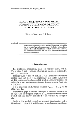Exact Sequences for Mixed Coproduct/Tensor-Product Ring Construction S