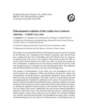 Paleochannel Evolution of the Leitha River (Eastern Austria) – a Bird’S Eye View A