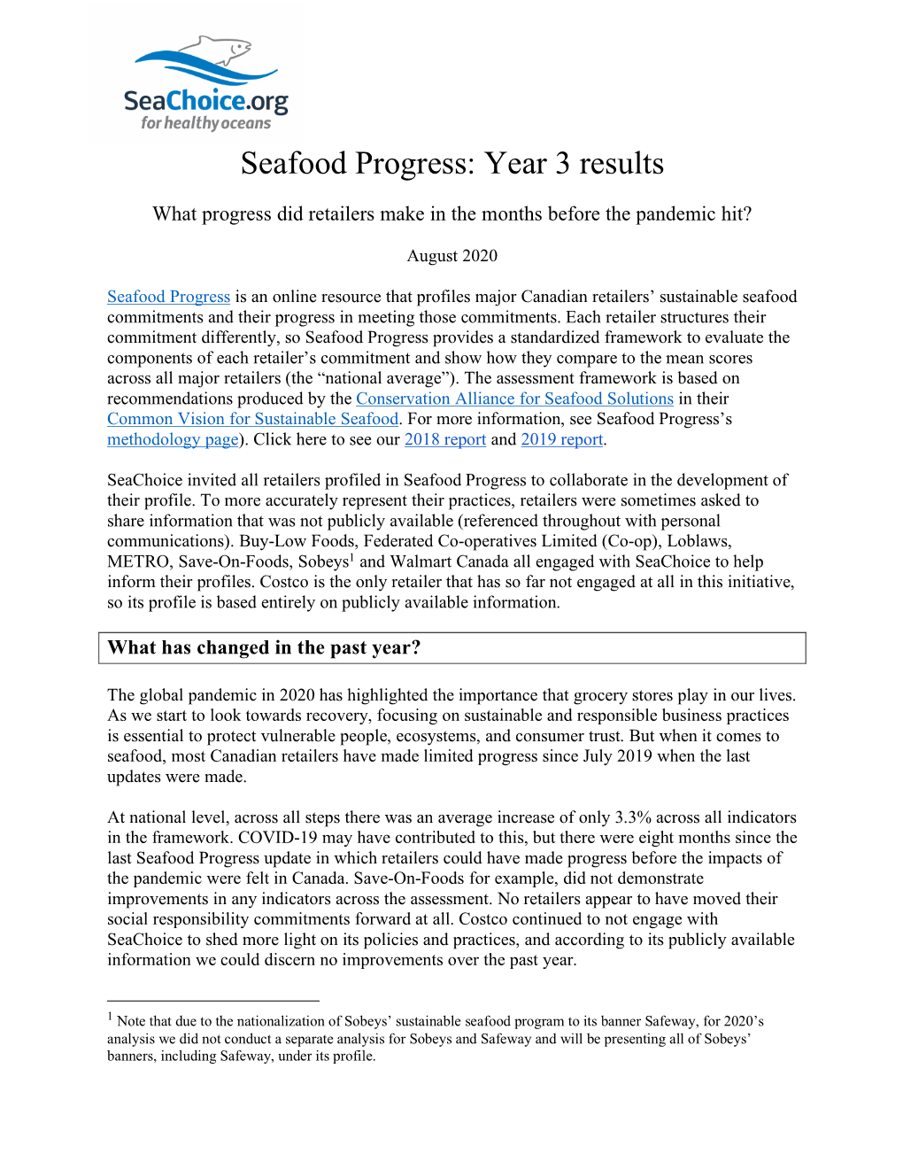 Seafood Progress: Year 3 Results