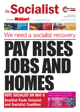 We Need a Socialist Recovery PAY RISES JOBS AND