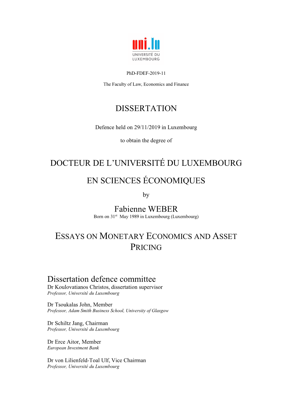 Dissertation Docteur De L'université Du Luxembourg