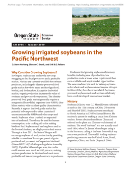 Growing Irrigated Soybeans in the Pacific Northwest O