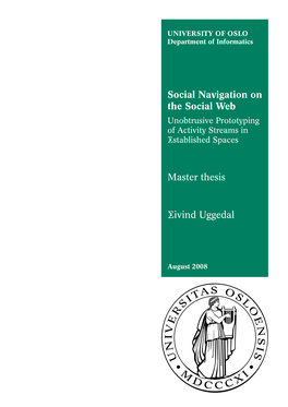 Social Navigation on the Social Web Master Thesis Eivind Uggedal