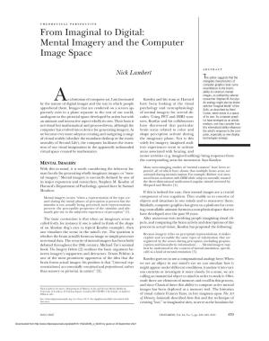Mental Imagery and the Computer Image Space