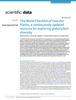 The World Checklist of Vascular Plants, a Continuously Updated