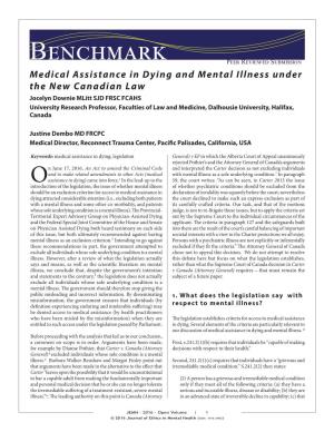 Medical Assistance in Dying and Mental Illness Under the New