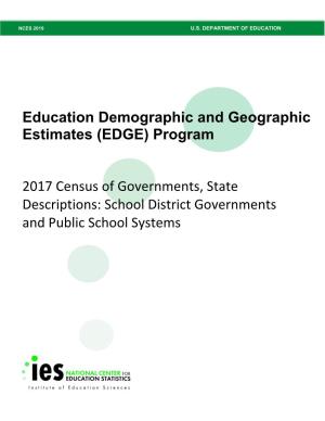 2017 Census of Governments, State Descriptions: School District Governments and Public School Systems