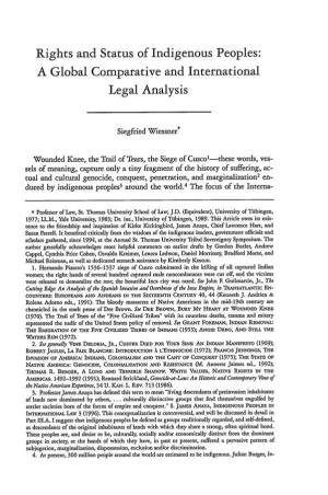 Rights and Status of Indigenous Peoples: a Global Comparative and International Legal Analysis