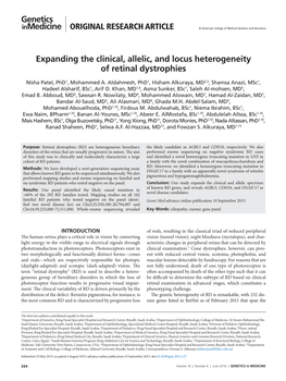 Expanding the Clinical, Allelic, and Locus Heterogeneity of Retinal Dystrophies