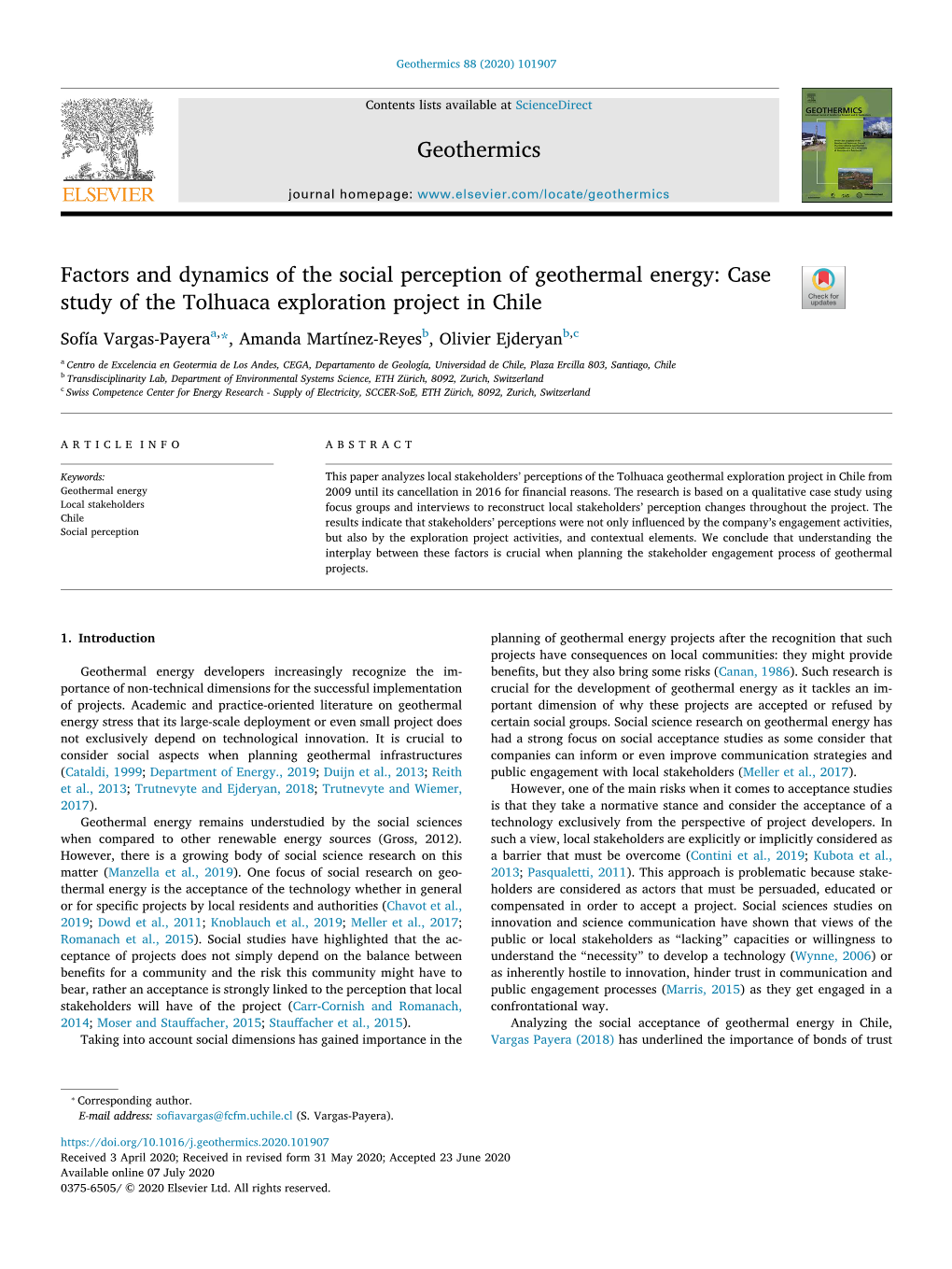 Factors and Dynamics of the Social Perception of Geothermal Energy