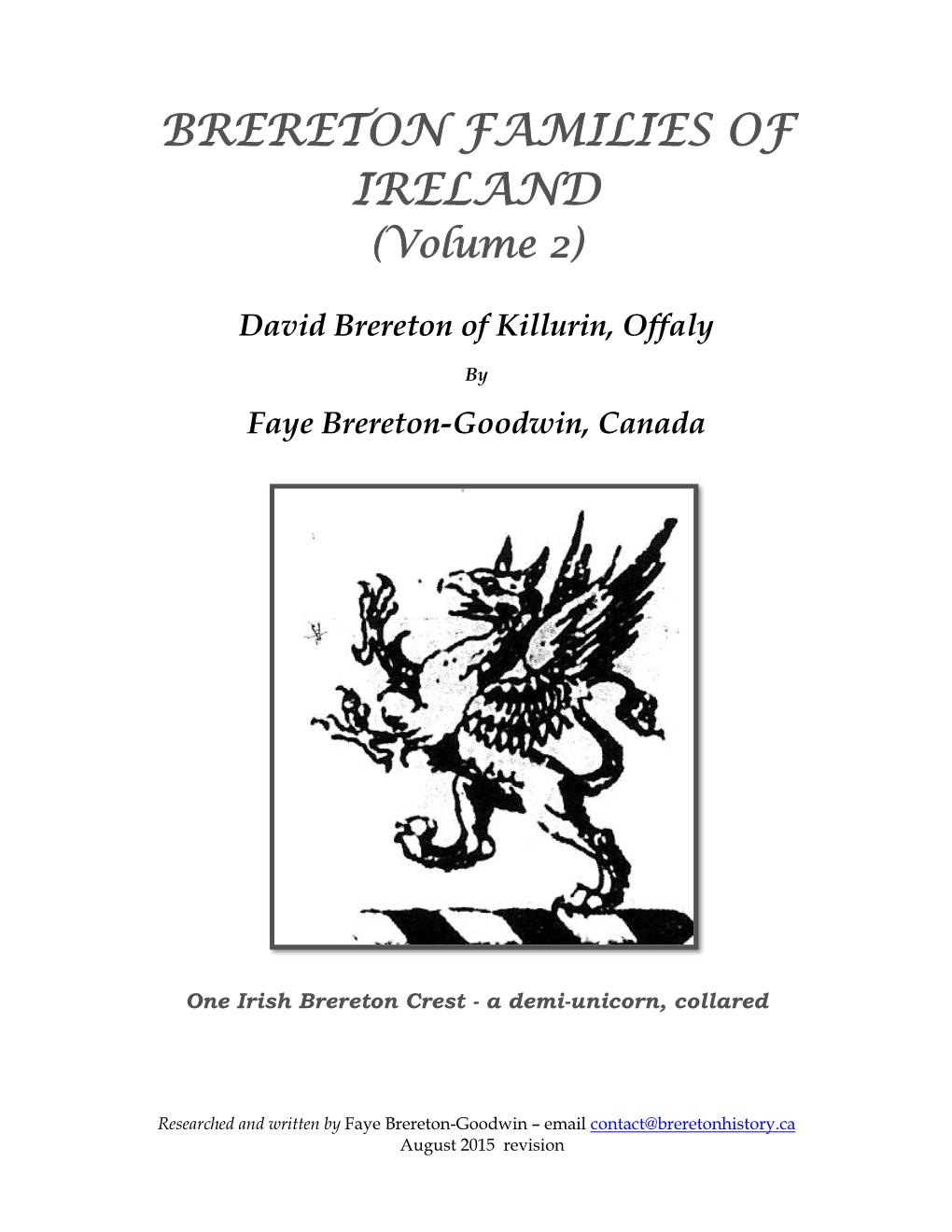 BRERETON FAMILIES of IRELAND (Volume 2)