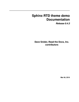 Sphinx RTD Theme Demo Documentation Release 0.4.3