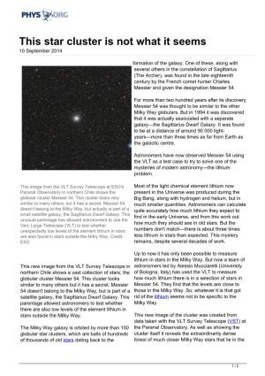 This Star Cluster Is Not What It Seems 10 September 2014