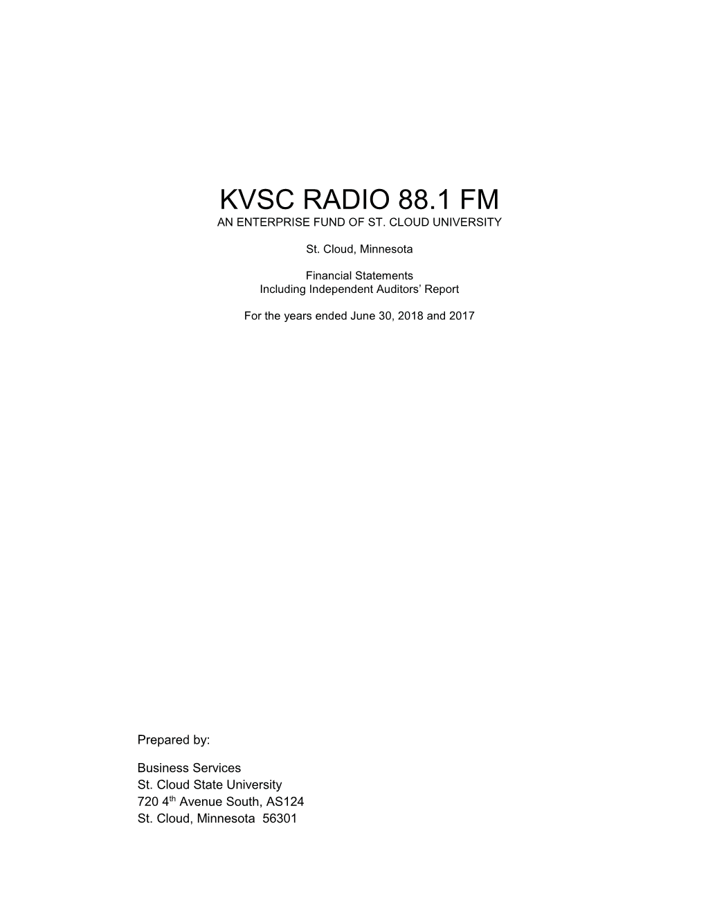 Kvsc Radio 88.1 Fm an Enterprise Fund of St