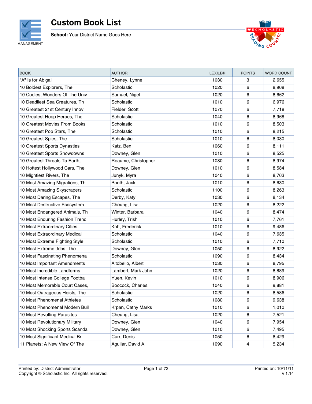 Custom Book List