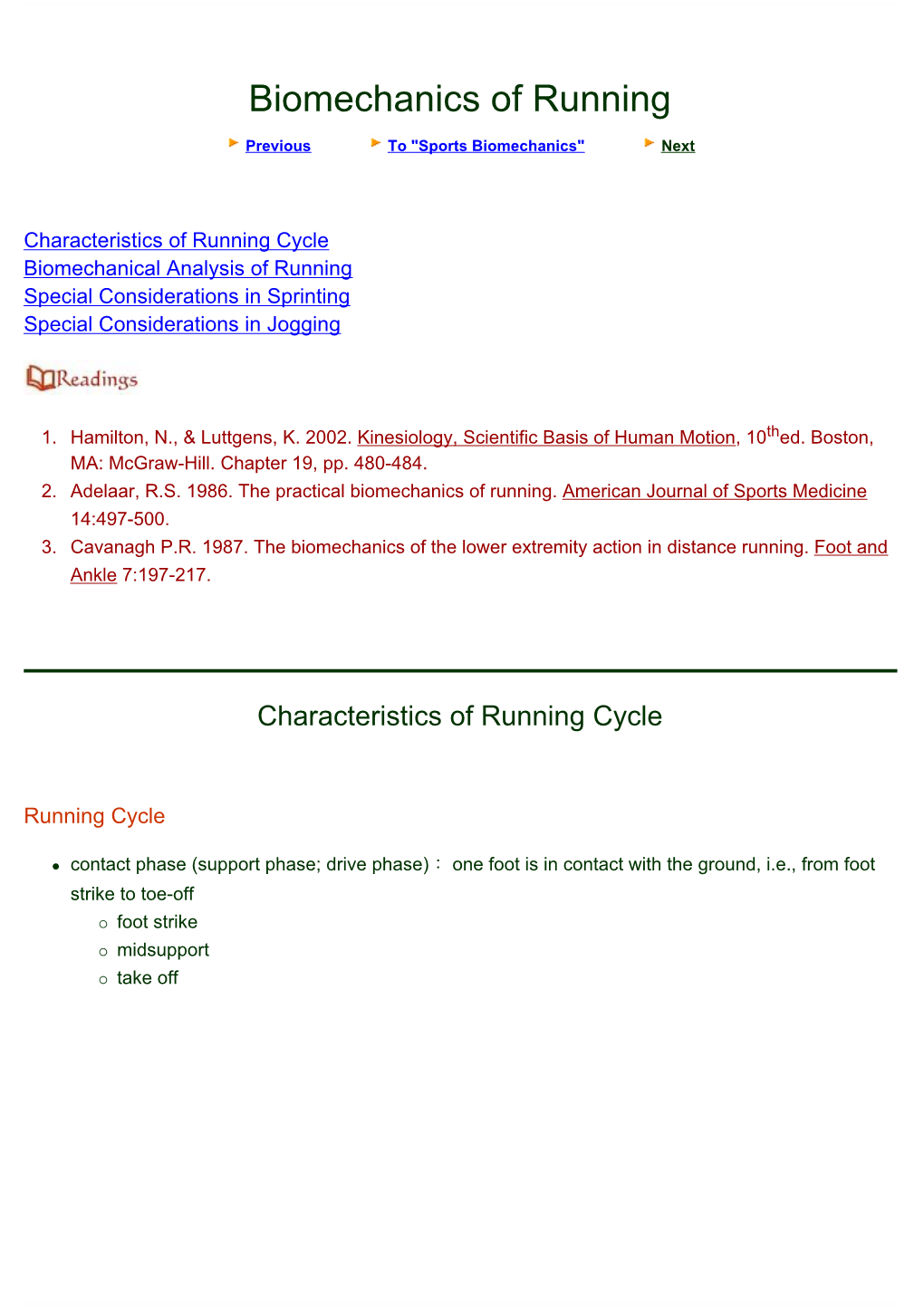 Biomechanics of Running