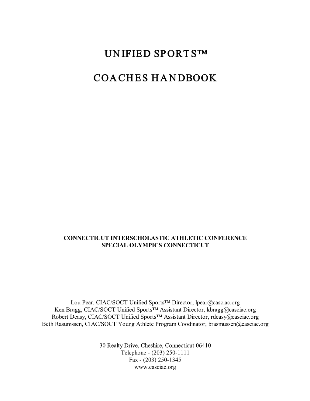 Unified Sports™ Coaches Handbook