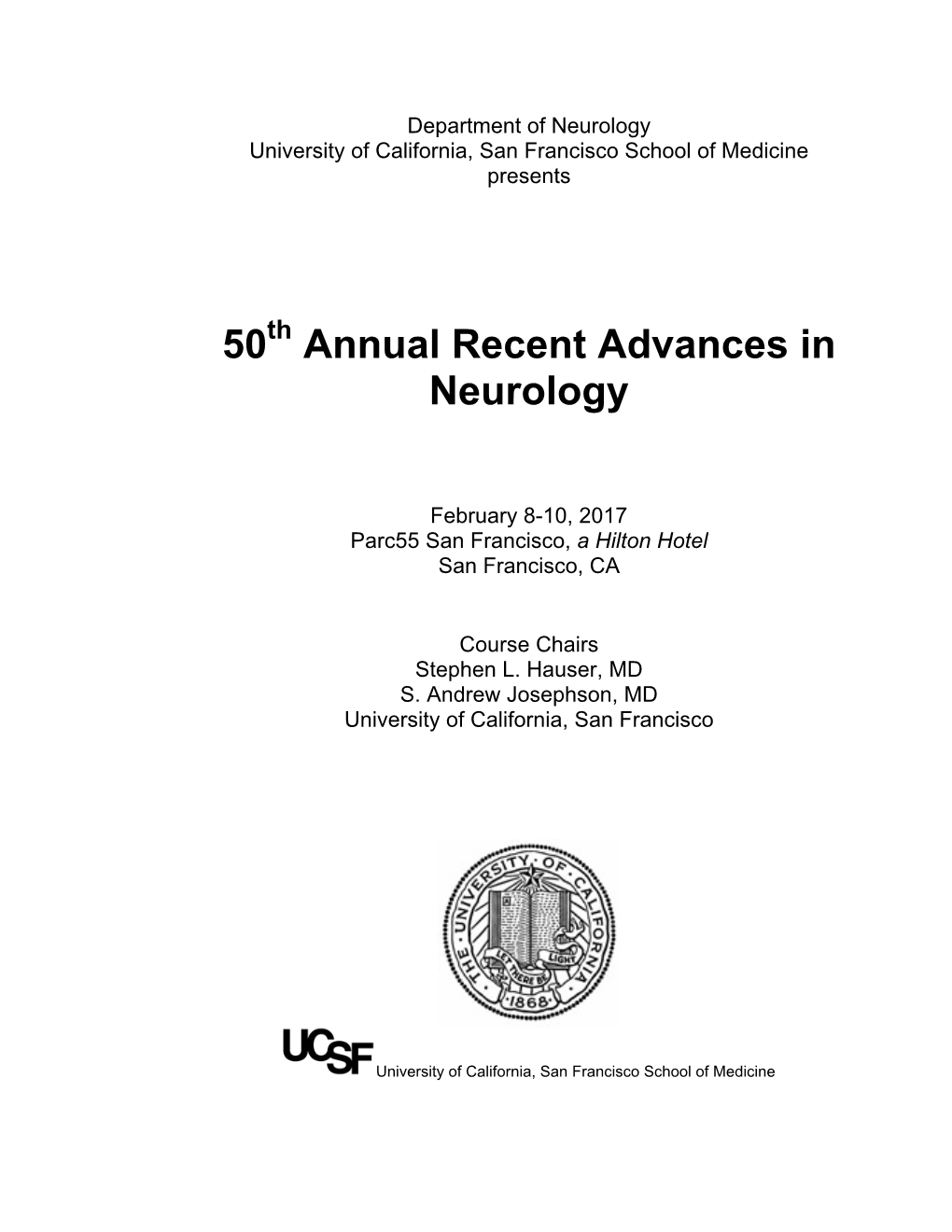 50 Annual Recent Advances in Neurology