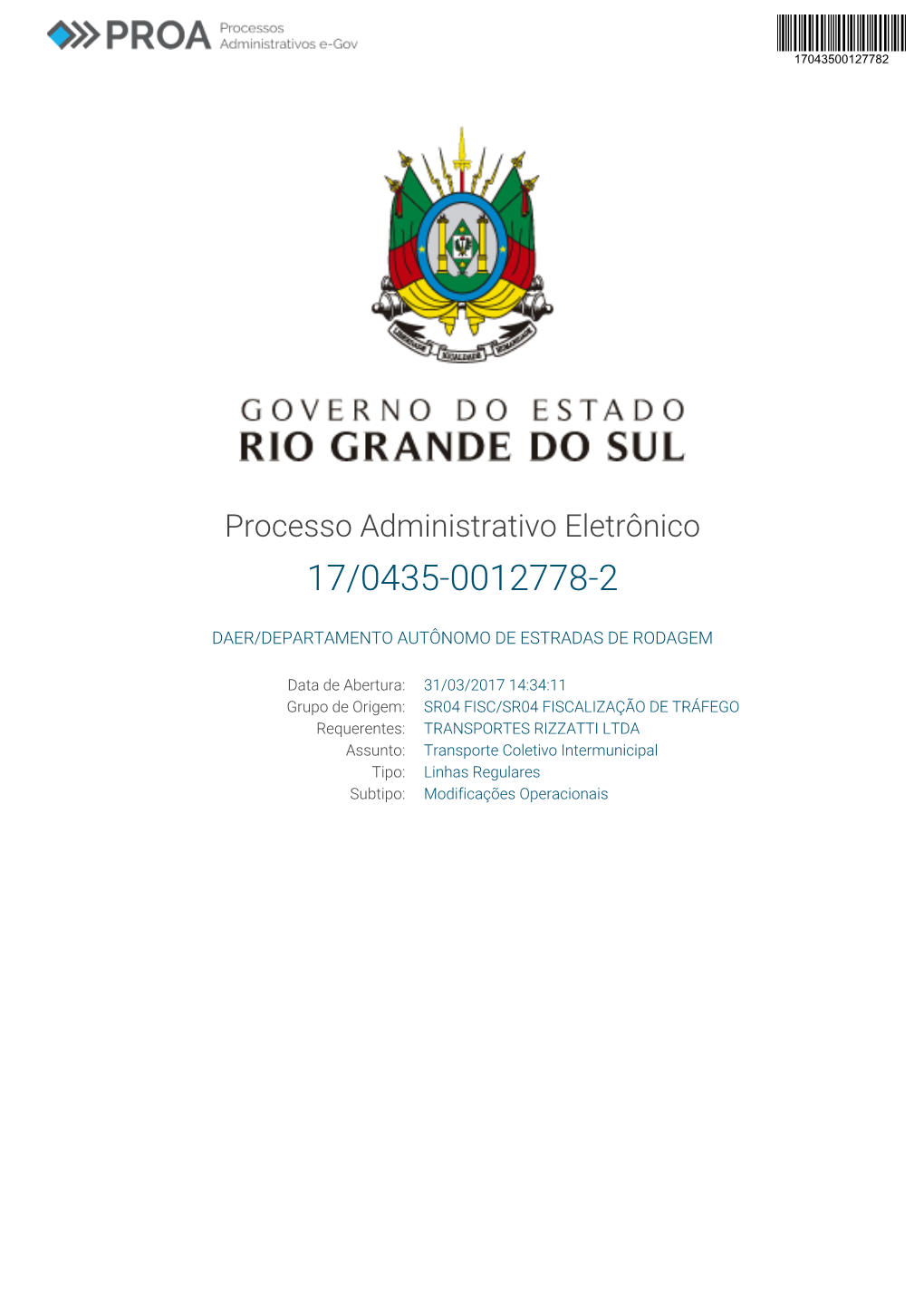 Processo Administrativo Eletrônico 17/0435-0012778-2